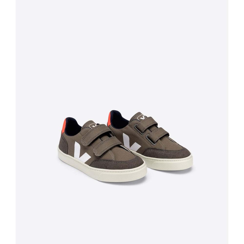 Kids' Veja V-12 CANVAS Sneakers Coffee | SG 876XYU